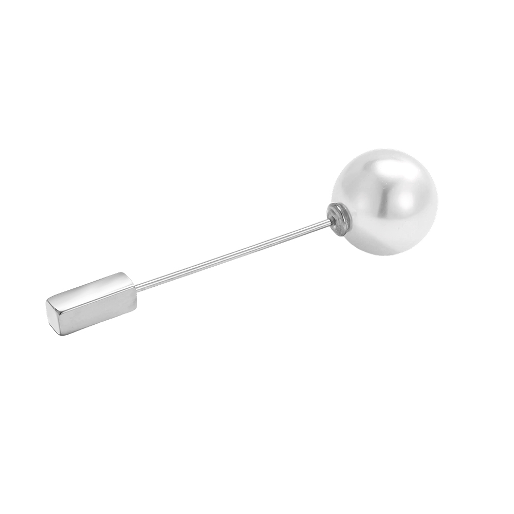 6 cm stainless steel brooch with a pearl   