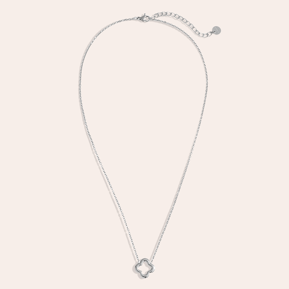 Stainless steel necklace 40cm lucky shamrock