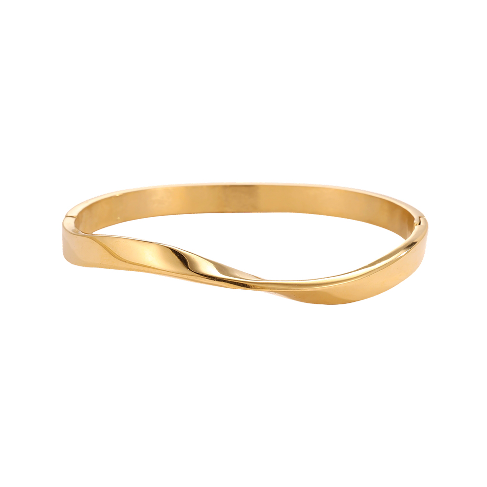 Stainless steel bangle, 6 cm, simple wave design