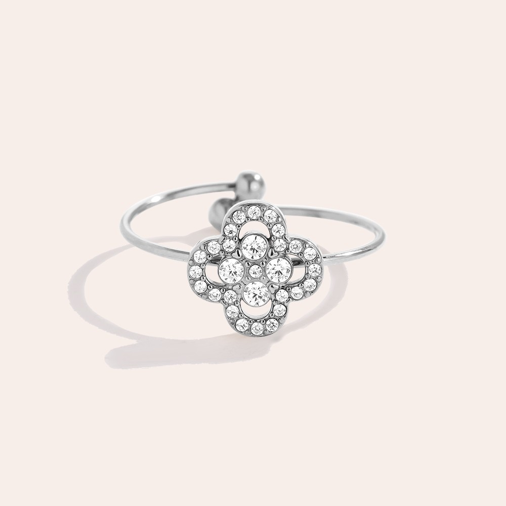 Stainless steel ring Diamond Lucky Flower