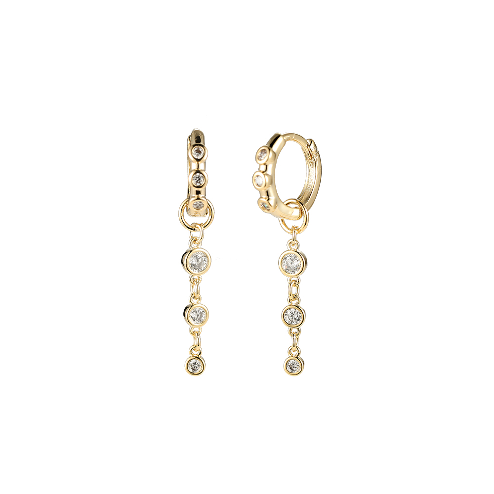 Gold-plated earrings Otto 3 Diamonds