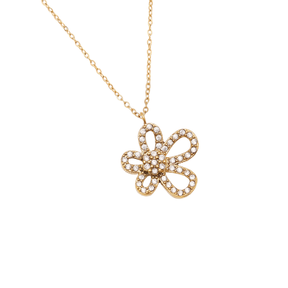 Stainless steel necklace 40cm Cool Diamond Flower