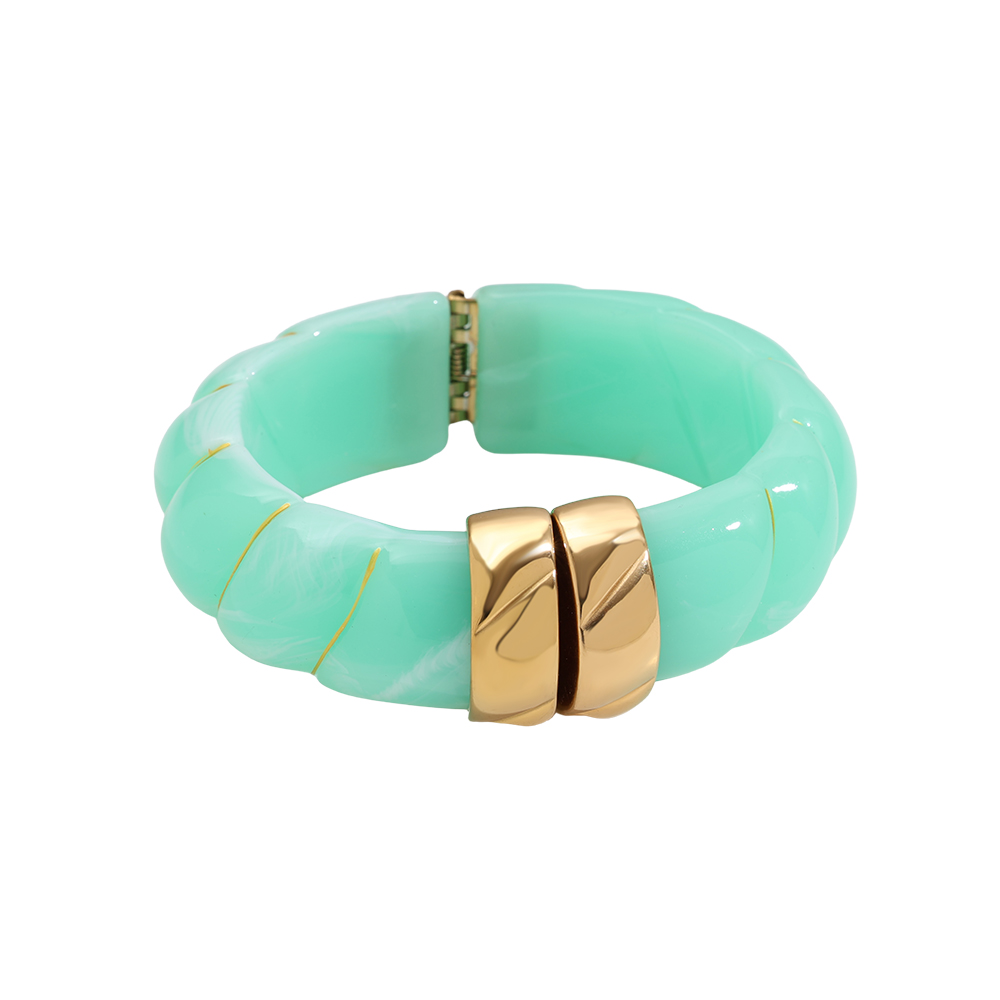 Stainless steel bangle Cloud Round Chunky Resin