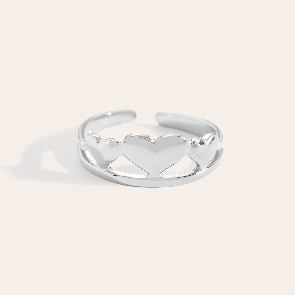 Hearts Crown stainless steel ring   