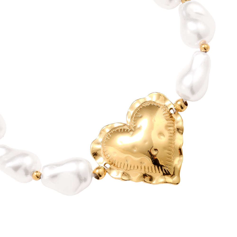 Stainless steel bracelet 18cm Great Heart In Pearl Chain