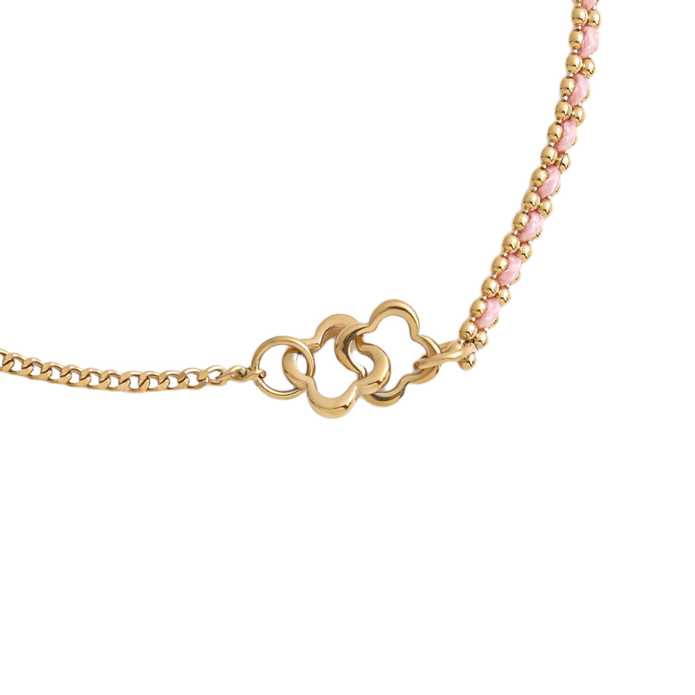 Stainless steel bracelet 16cm two simple flowers