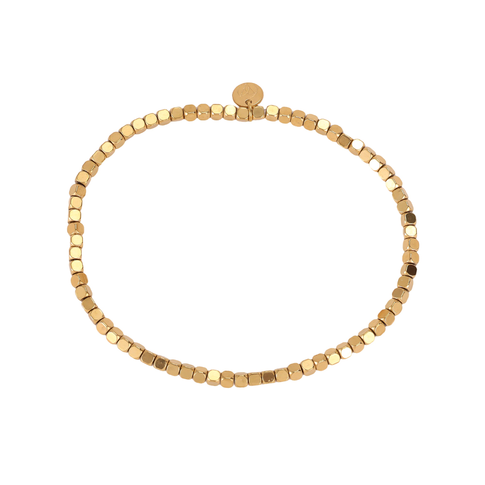 Stainless steel bracelet, elasticated, with small squares