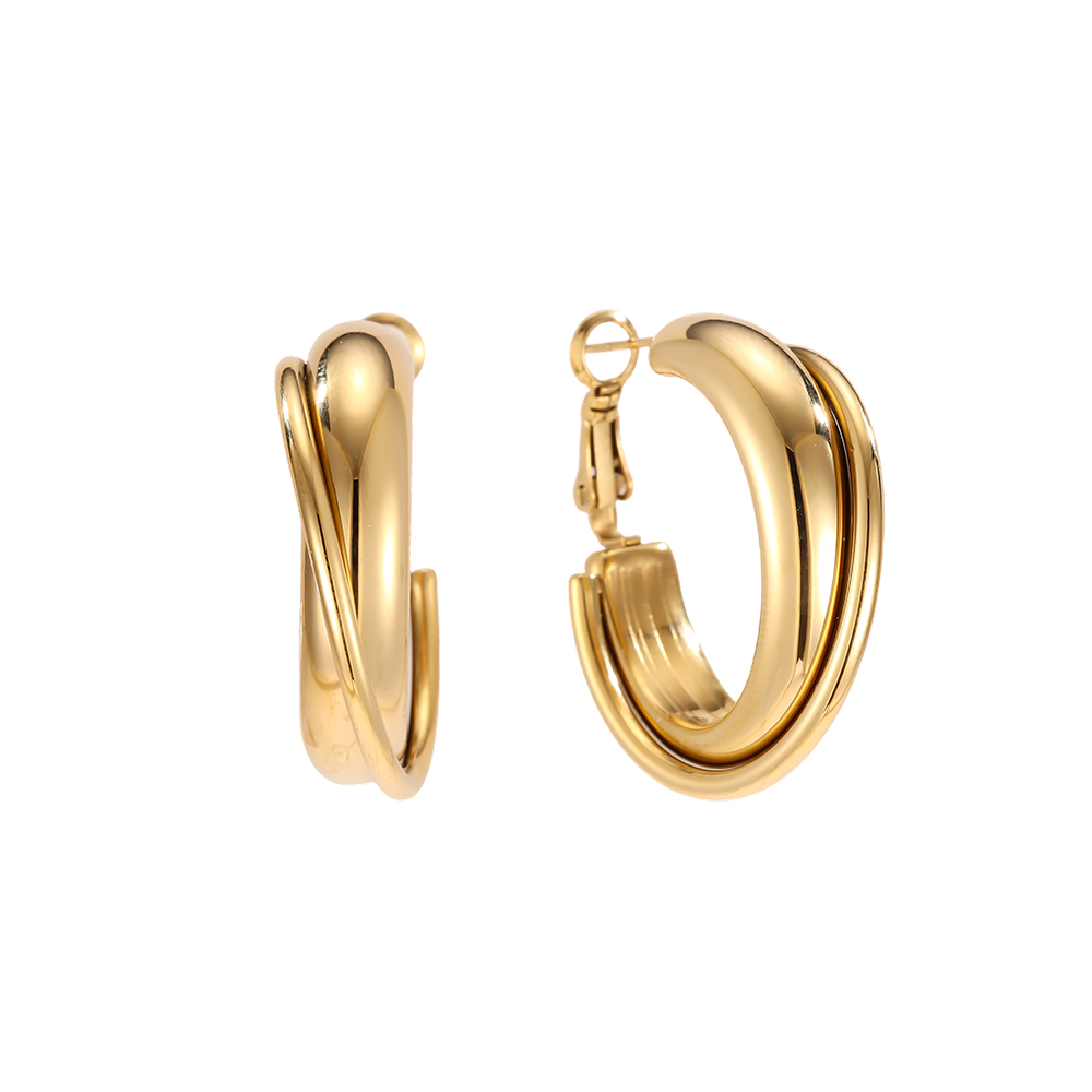 Stainless steel earrings, 3.5 cm hoops