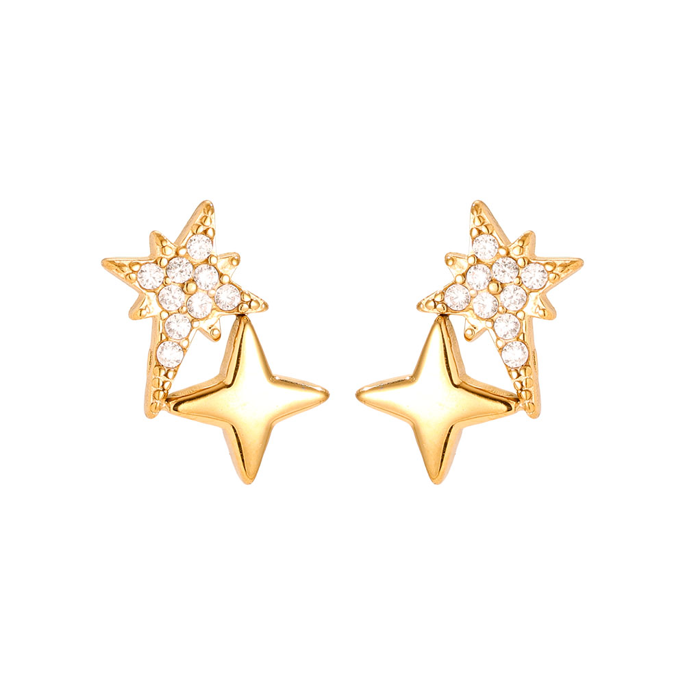 Stainless steel earrings 10mm Sparkling Diamond Star