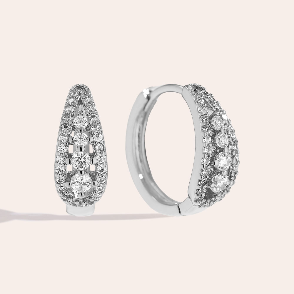 Gold-plated earrings 1.5cm Fine Diamond Hoop
