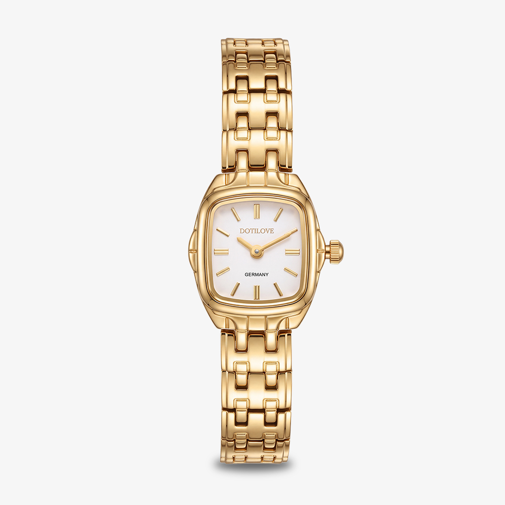 Stainless steel watch, cushion-shaped
