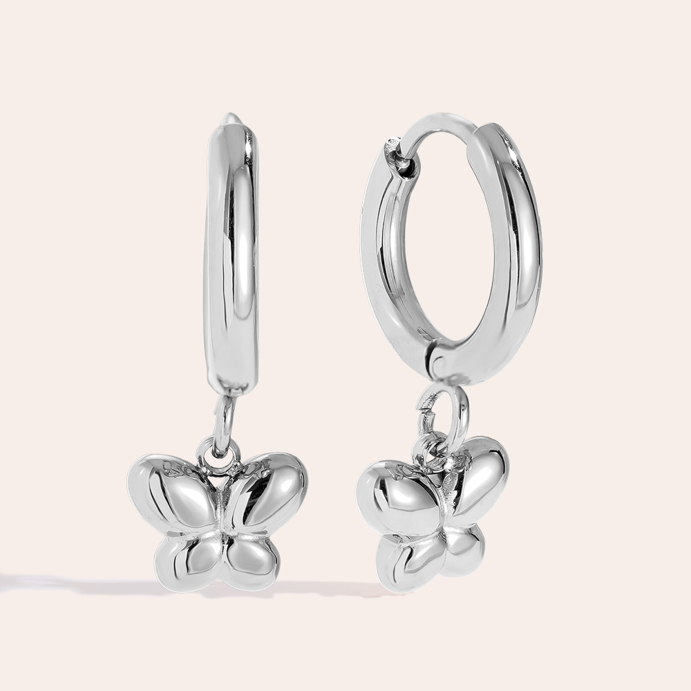 Stainless steel earrings 1.2*1.6cm Mini Butterflyflower
