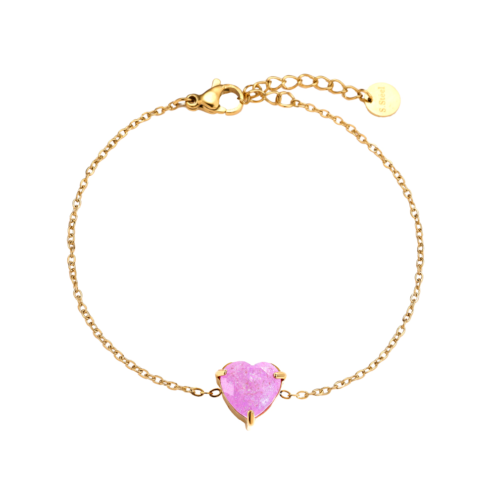 Stainless steel bracelet 16cm Multi Colour Diamond Heart