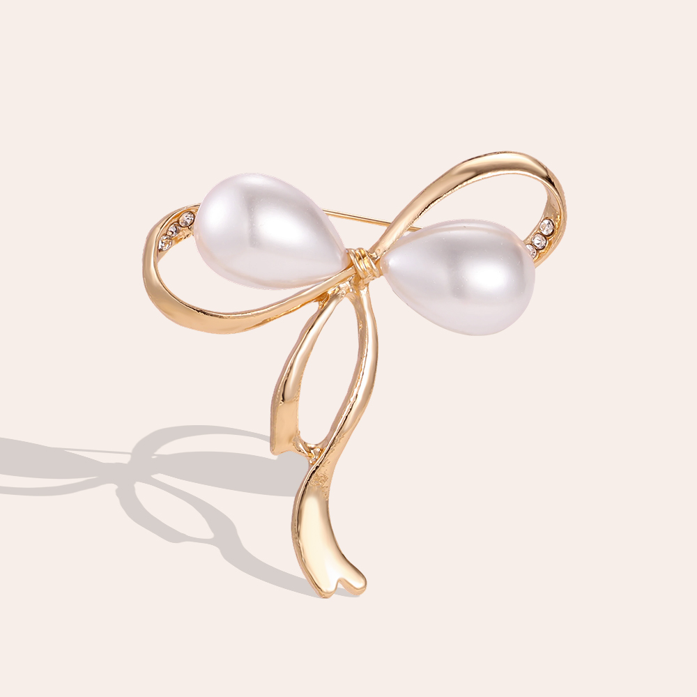 5.3cm Pearl Bow Brooch   
