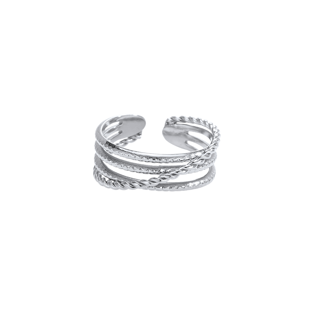 Stainless steel ring – Adjustable, three-row, delicate ring