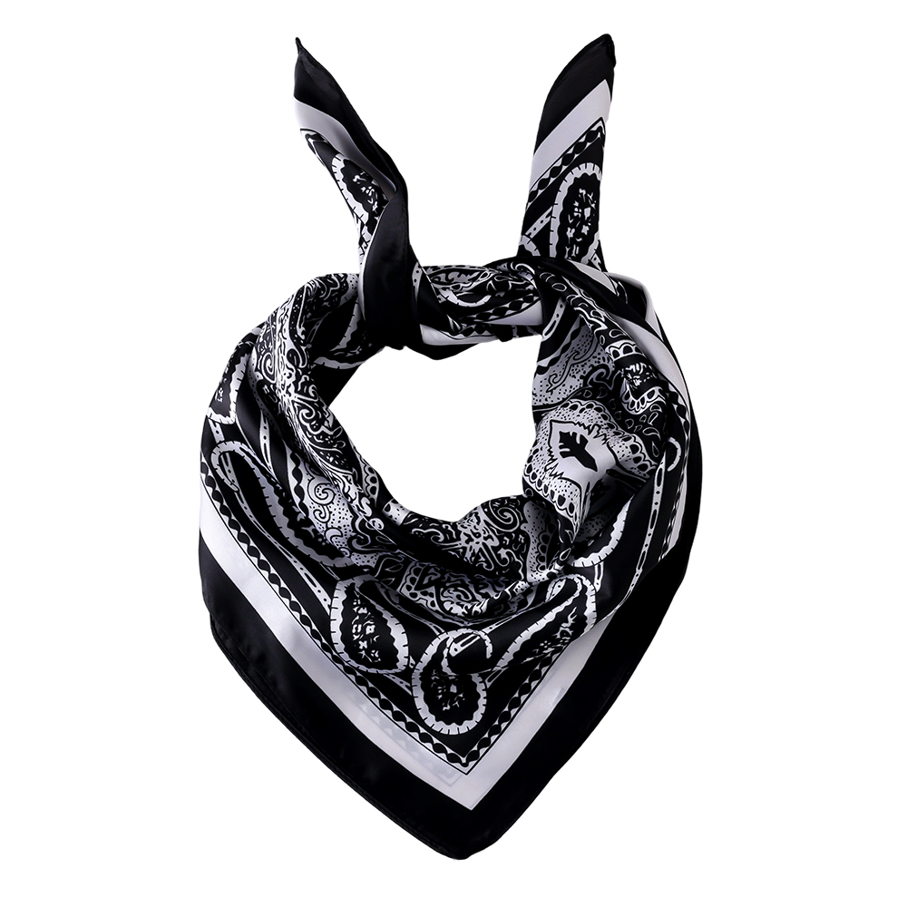 70*70cm Black-grey paisley pattern scarf