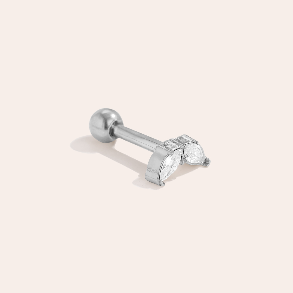 Stainless steel piercing 6mm Mini Diamond Leaf