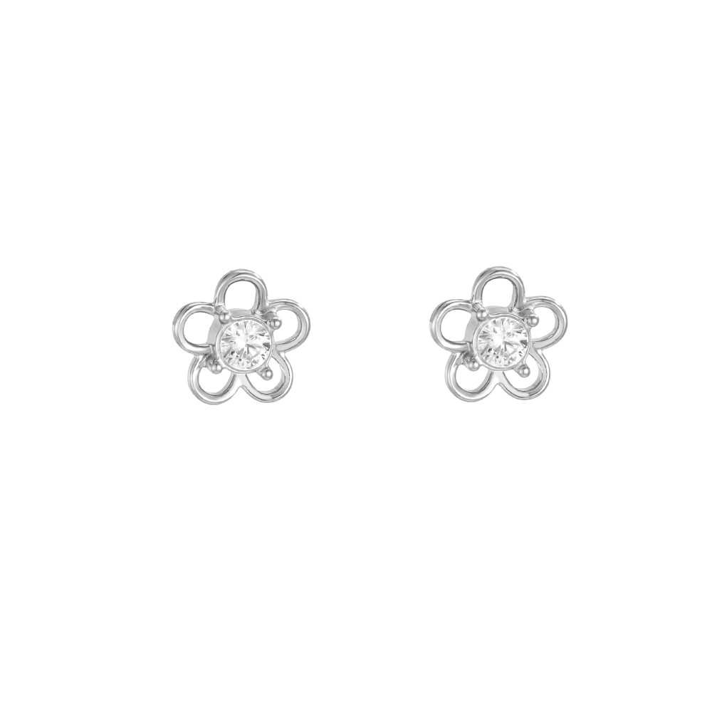 Stainless steel earrings 7mm simple small zirconia flower