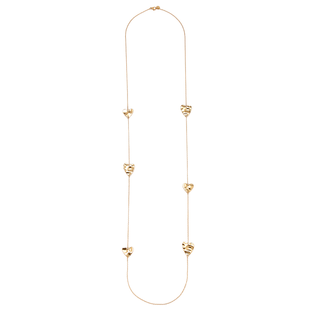 Stainless steel necklace, 100 cm, flat heart