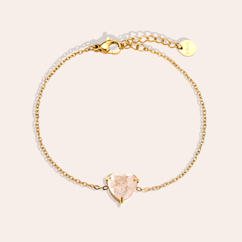 Stainless steel bracelet 16cm Multi Colour Diamond Heart