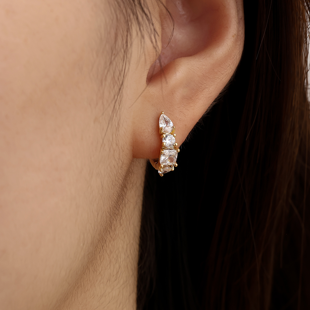 Mixed Diamonds Gold-plated earrings    