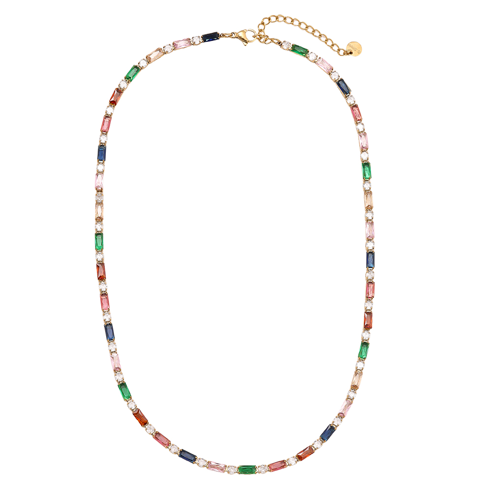 Stainless steel necklace 40cm Multi Colour Diamond