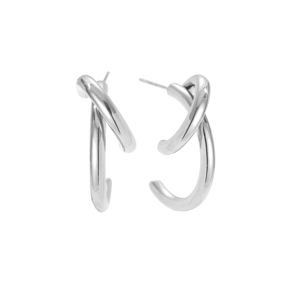 Stainless steel earrings 3cm Free Line Half Hoop