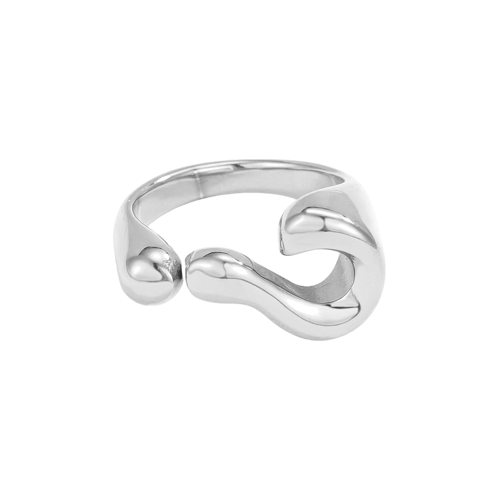 Stainless steel ring, adjustable, curved design