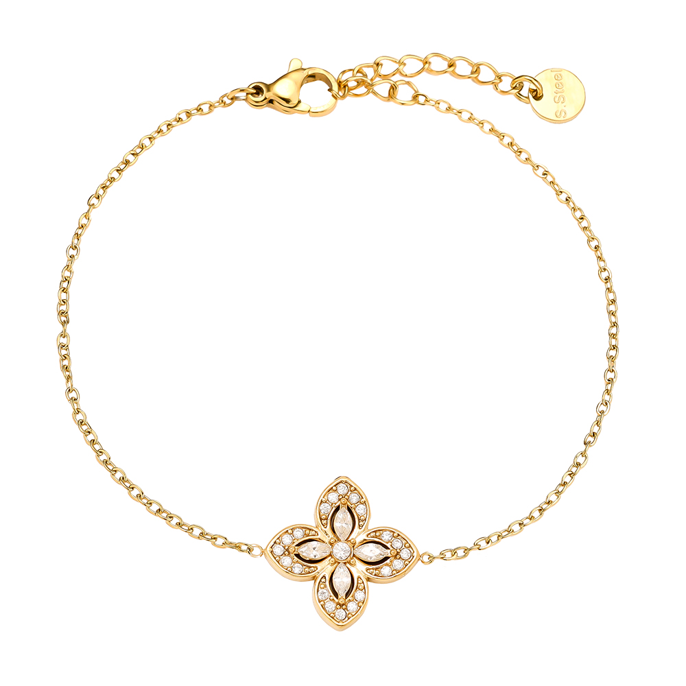 Stainless steel bracelet 16cm Fancy Diamond Flower