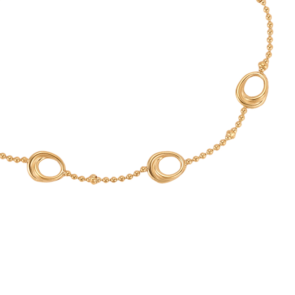 Stainless steel bracelet, 17 cm, with three hollow ovals