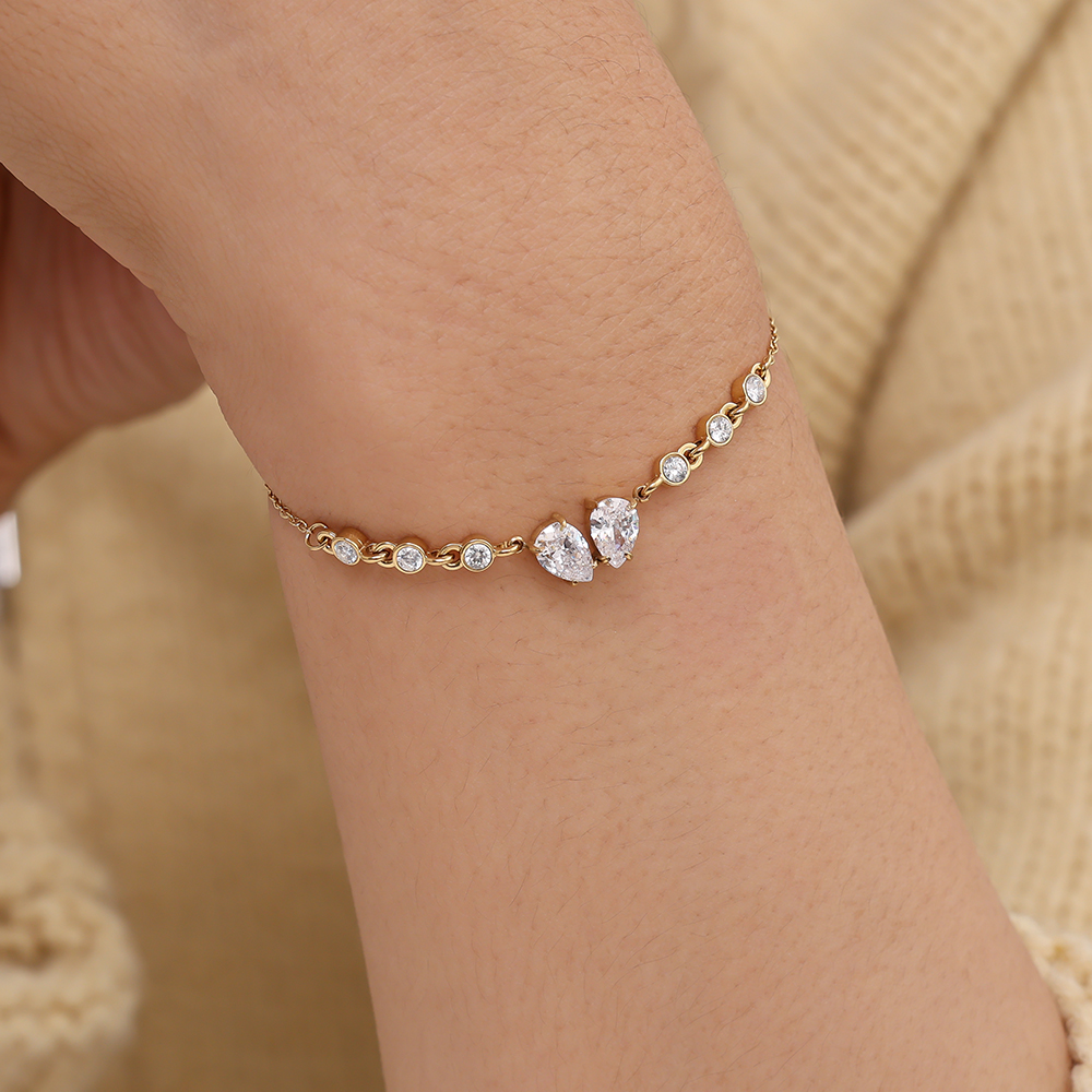 Stainless steel bracelet 16cm Fancy Sparkling Diamond