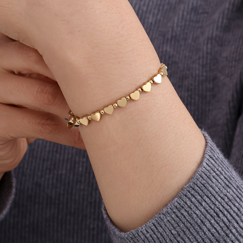 Stainless steel bracelet Elastic Heart Chain