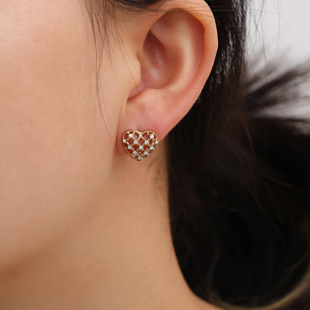 Stainless steel earrings 1.2cm Elegant Diamond Heart