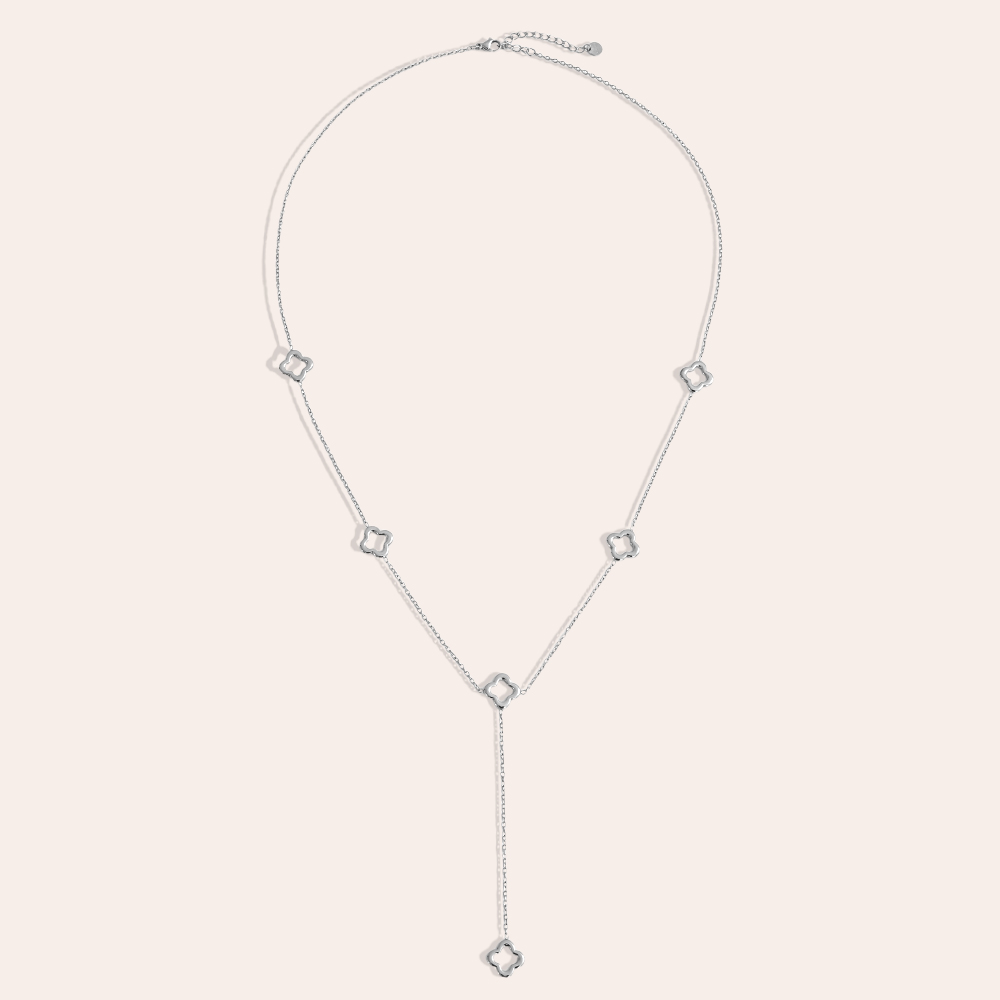 Stainless steel necklace 64cm cloverleaf
