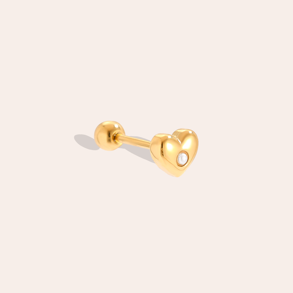 Stainless steel piercing 4mm Diamond In Heart