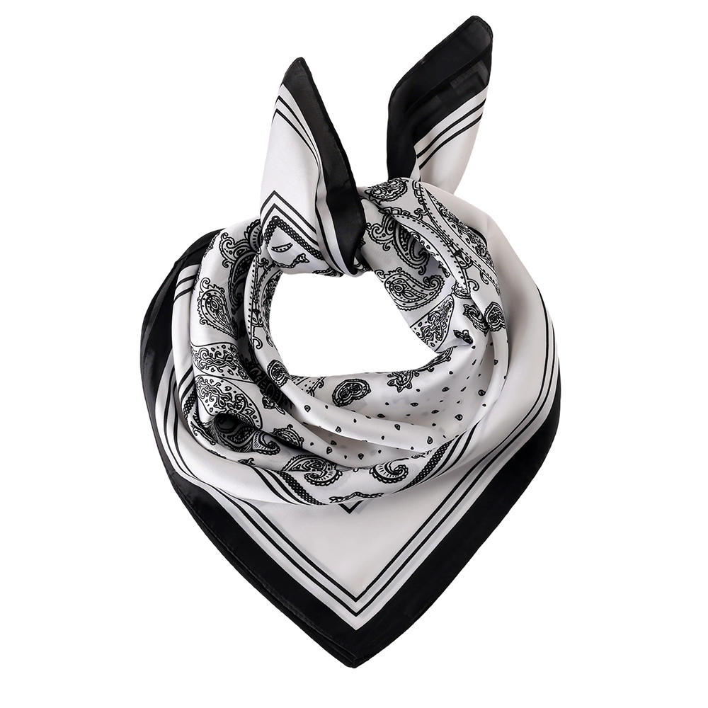 70*70cm Black and white paisley pattern scarf
