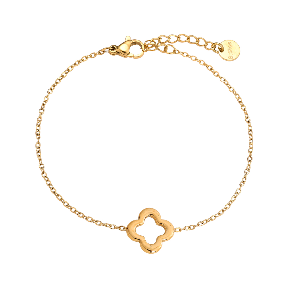 Stainless steel bracelet 16cm lucky shamrock