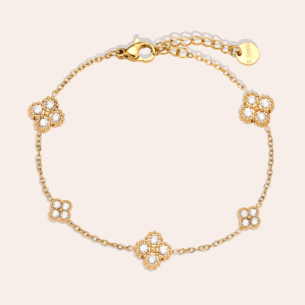 Stainless steel bracelet 15cm Nice Lucky Flower