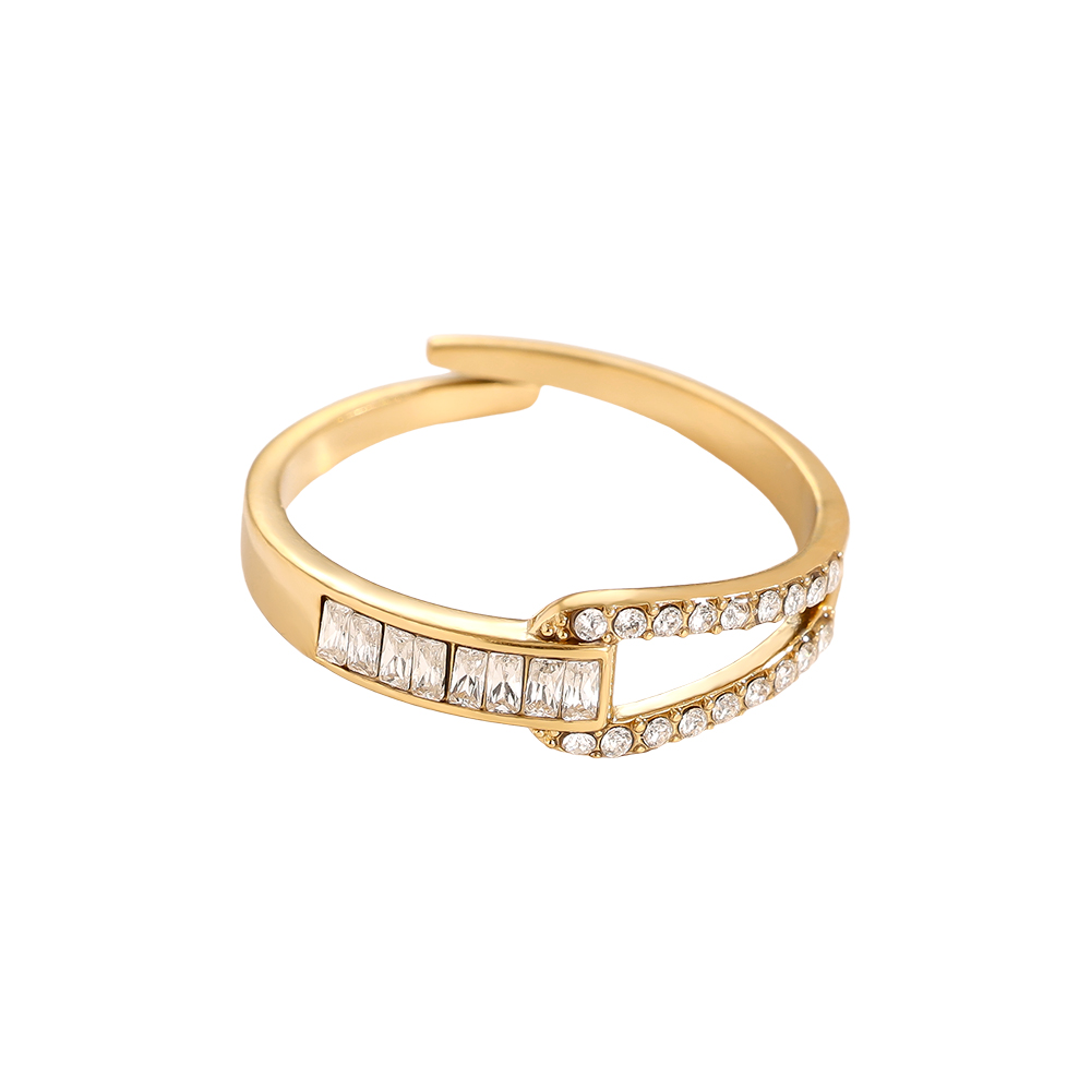 Stainless Steel Ring, Adjustable, with Fine Zirconia