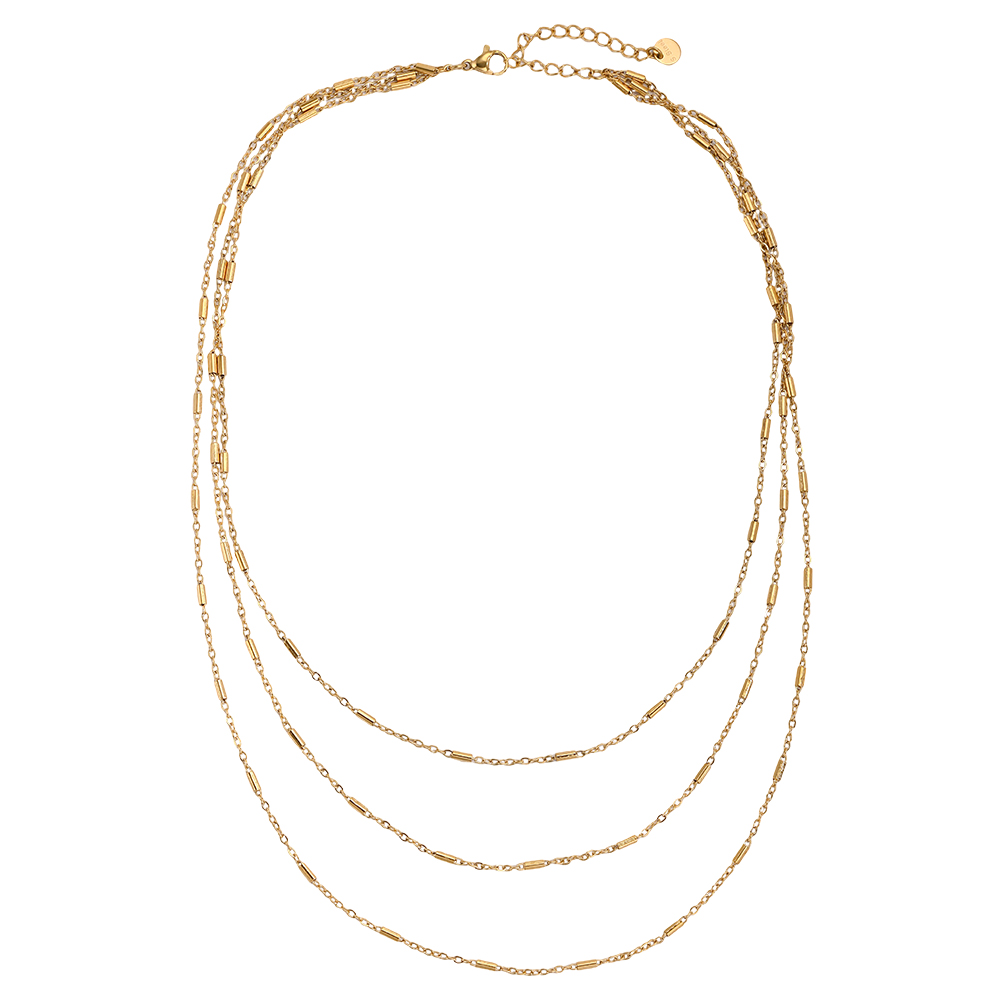 Stainless steel necklace, 40 cm, three-strand