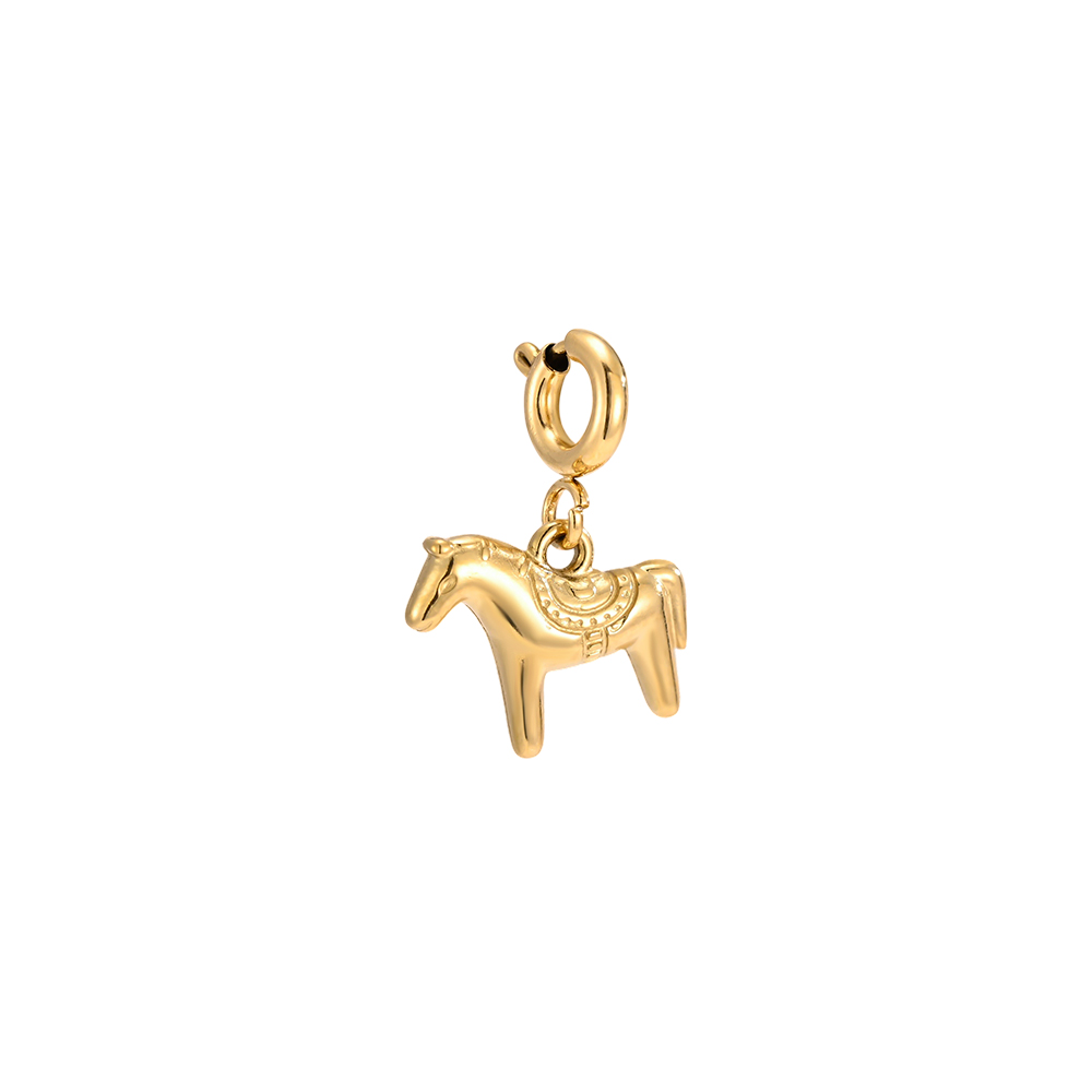 10mm stainless steel pendant featuring a horse, with a spring clasp