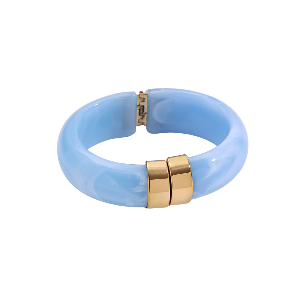 Stainless steel bangle round chunky resin