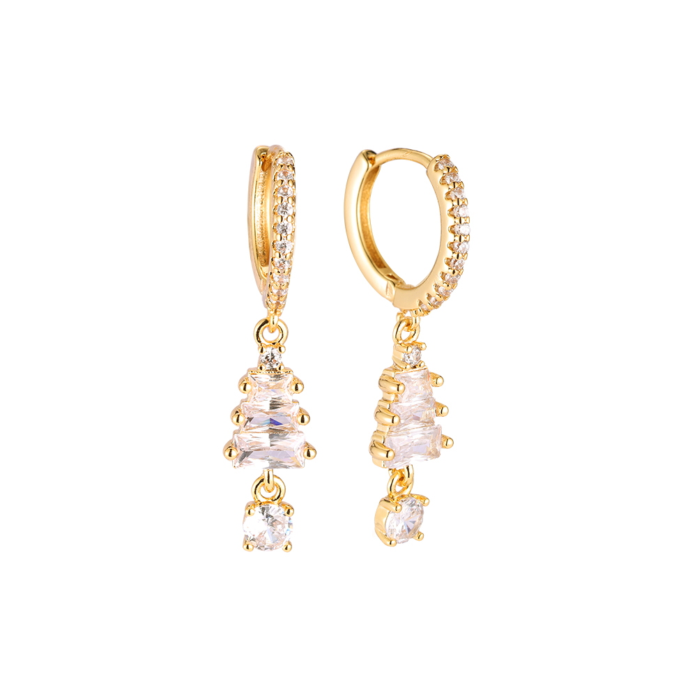 Gold-plated Tree and Diamond earrings