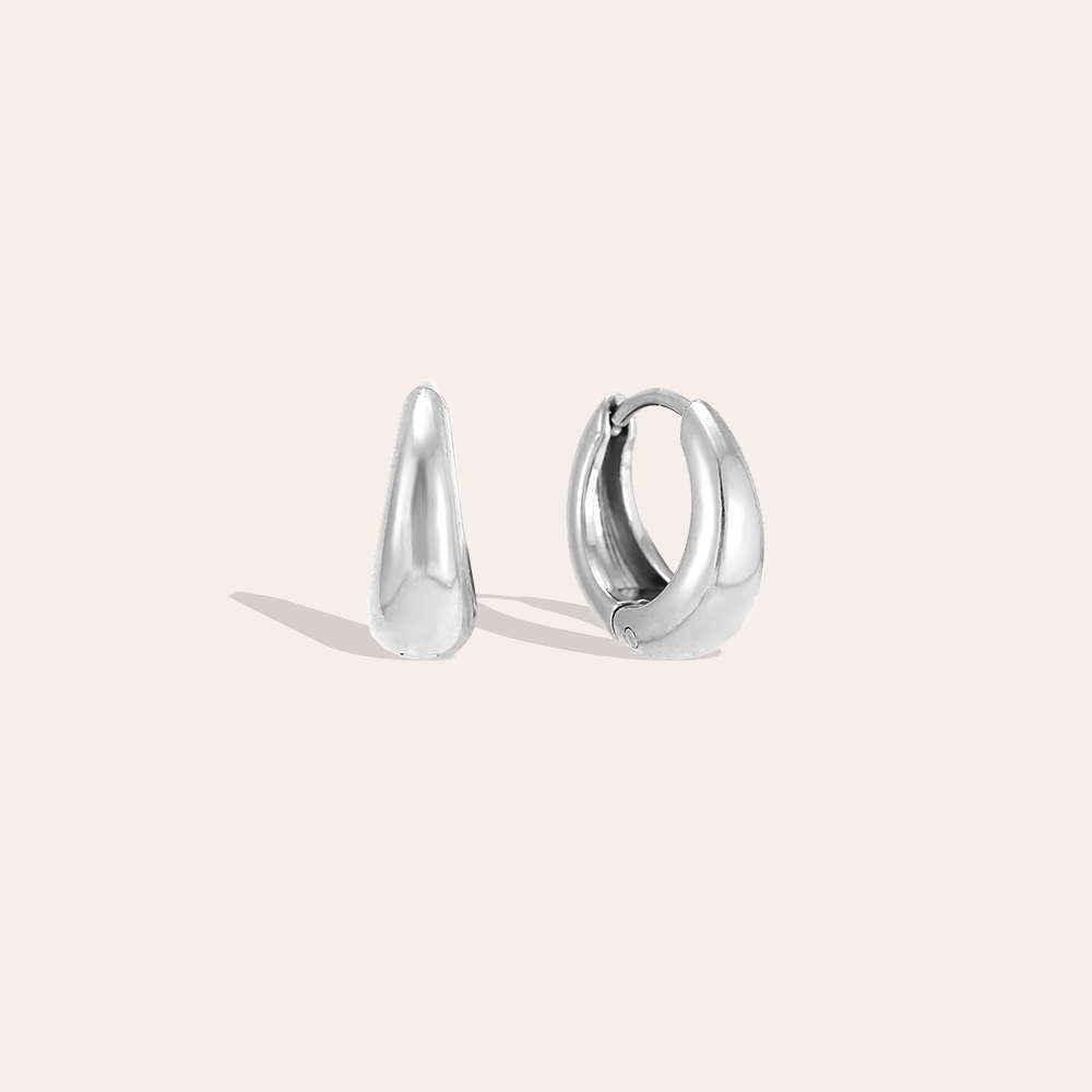 Stainless steel earrings, 14mm, classic hoop earrings  