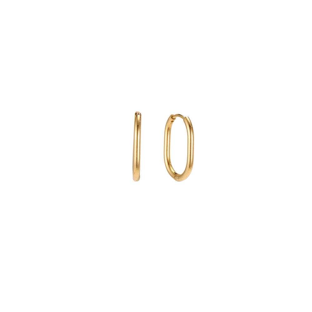 Stainless steel earrings, 15mm, delicately finished oval hoop earrings        