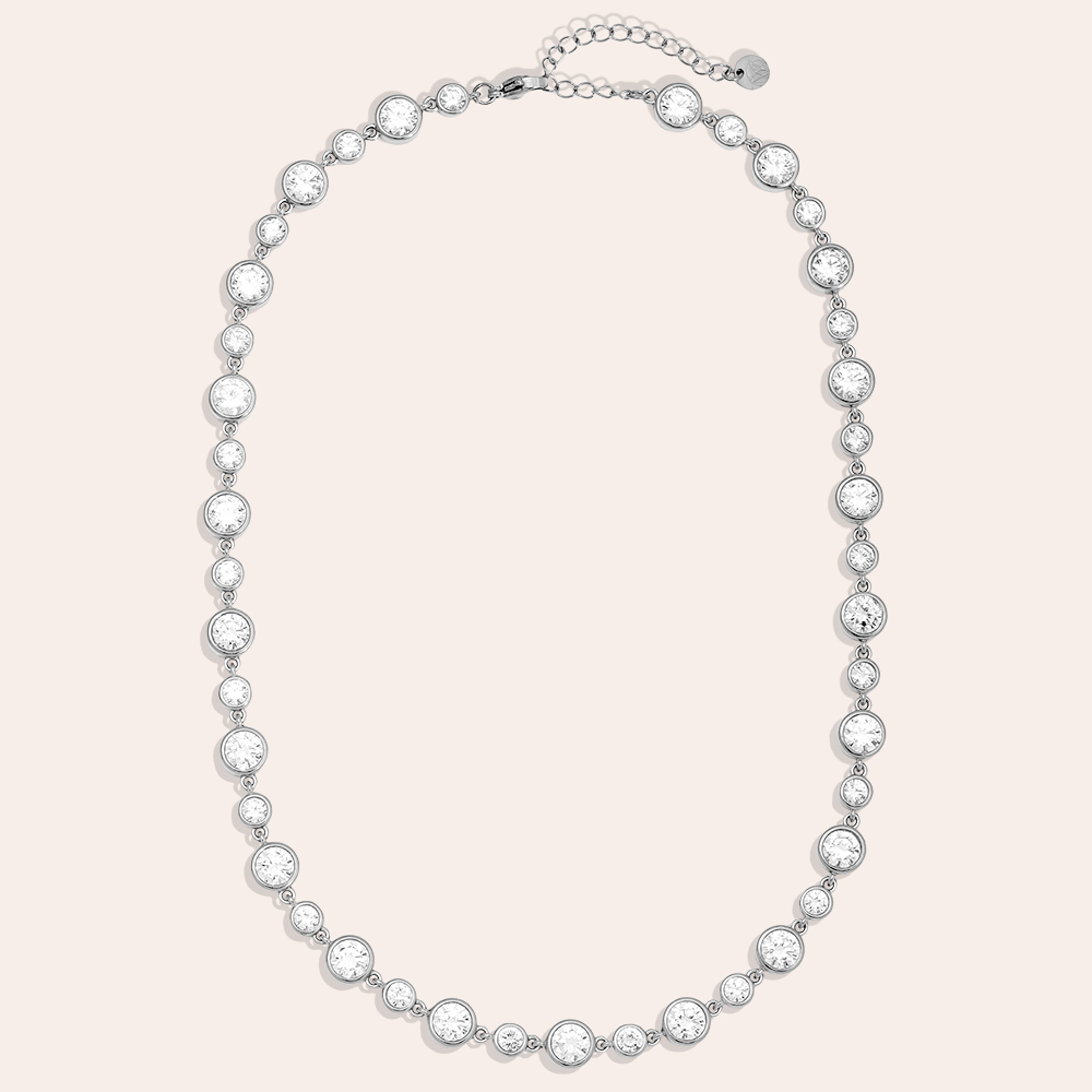 Stainless steel necklace 40cm Fancy Round Diamond Chain