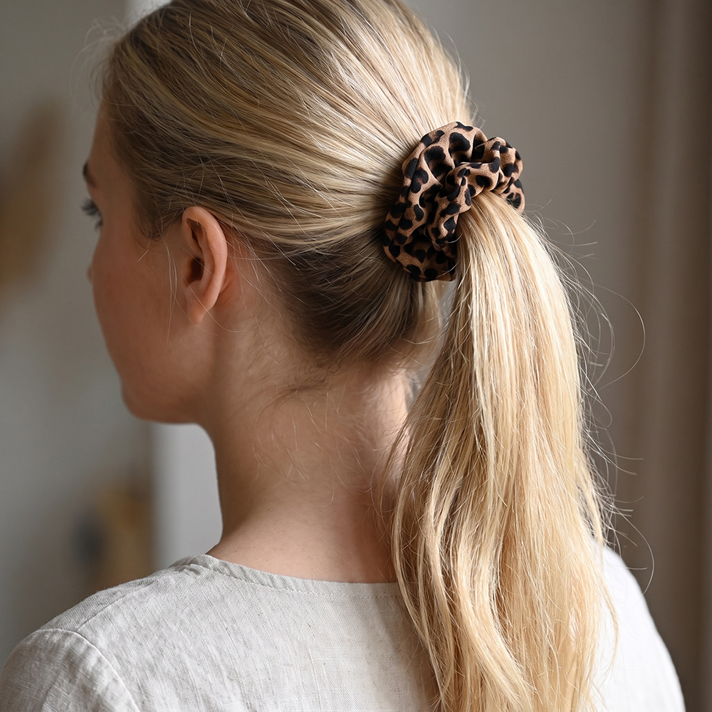 Plain leopard-print scrunchie  