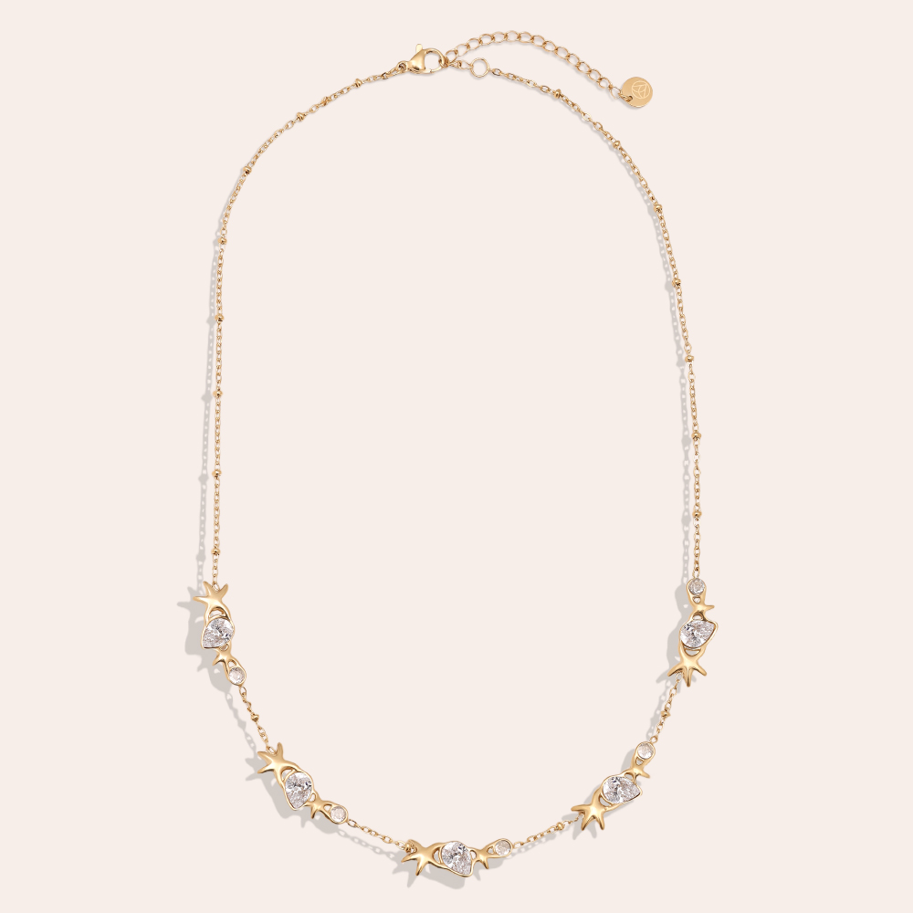 Stainless steel necklace 42cm starfish drop rhinestone