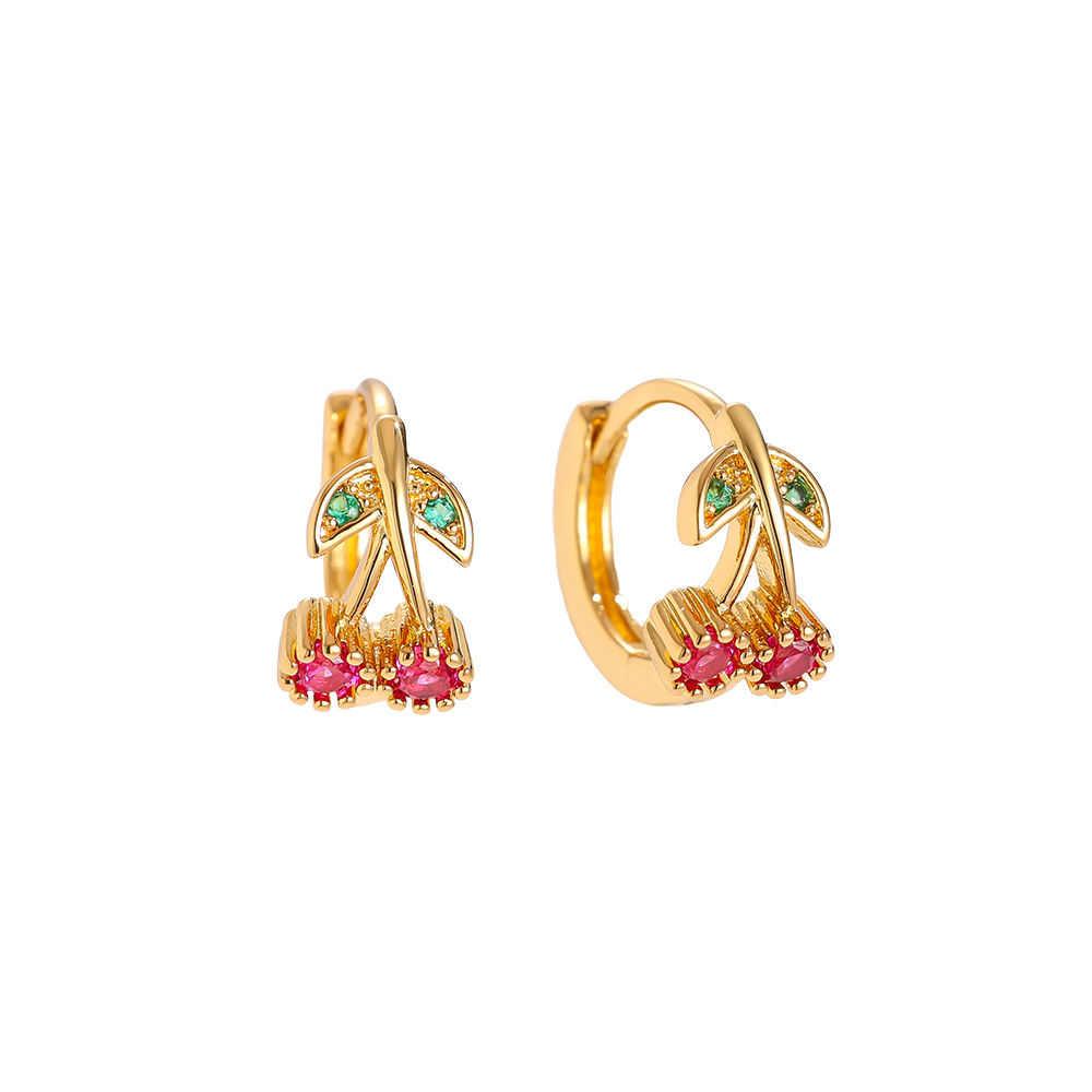 Gold-plated earrings 12mm Mini Diamond Cherry Hoop