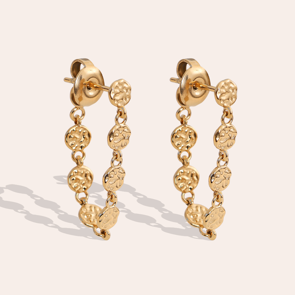 Stainless steel earrings 50mm irregular small disc